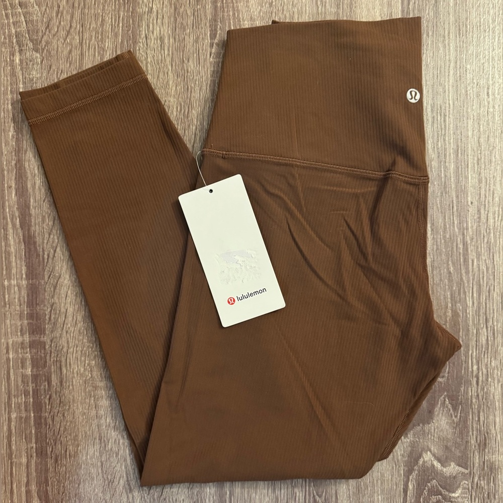 New with tags Lululemon Align high rise ribbed pant 25”. Java. Brown. Size 10. - Picture 3 of 11